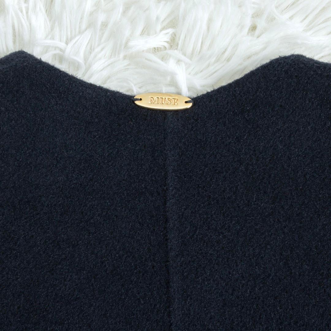 Deuxieme Classe ウールアンゴラ ロングベスト 38 ネイビー