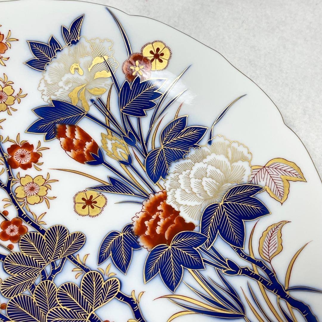 香蘭社 染錦 飾皿 梅桜松菊牡丹 大皿 金彩 共箱