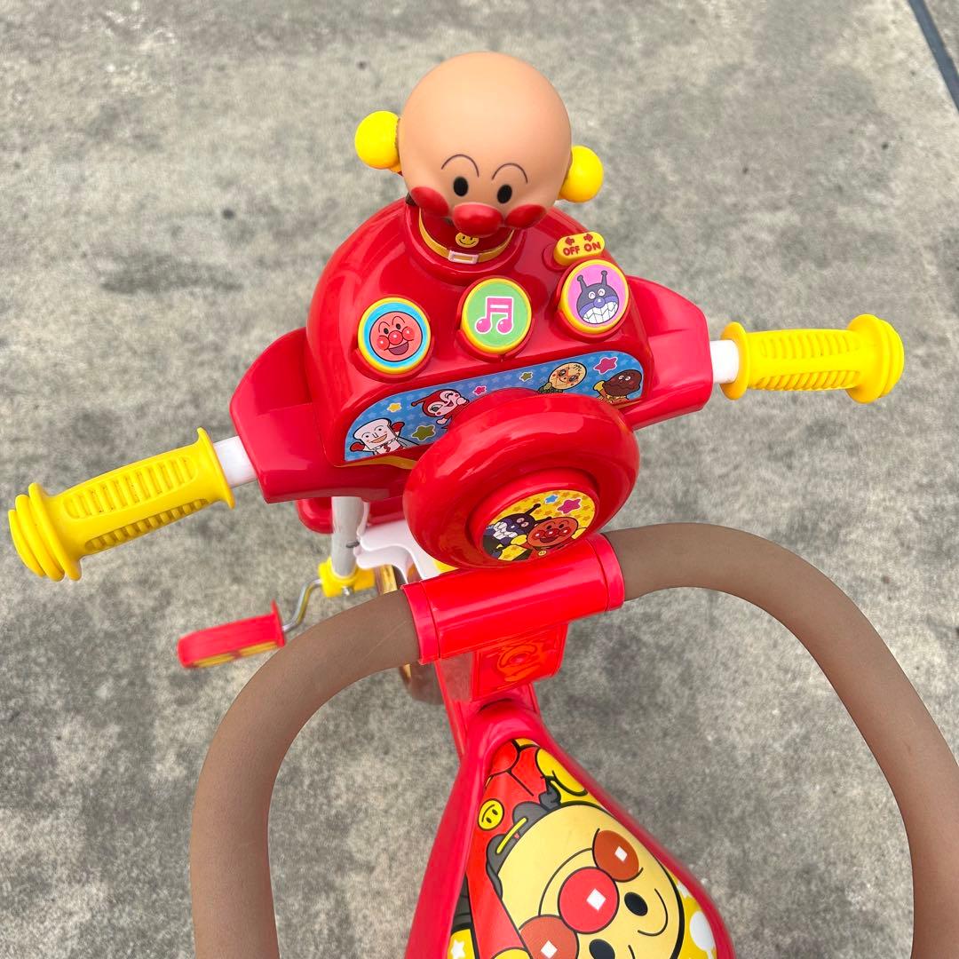アンパンマン 三輪車 赤 手押し棒付き サンシェード付き 押し棒 子供用 キッズ