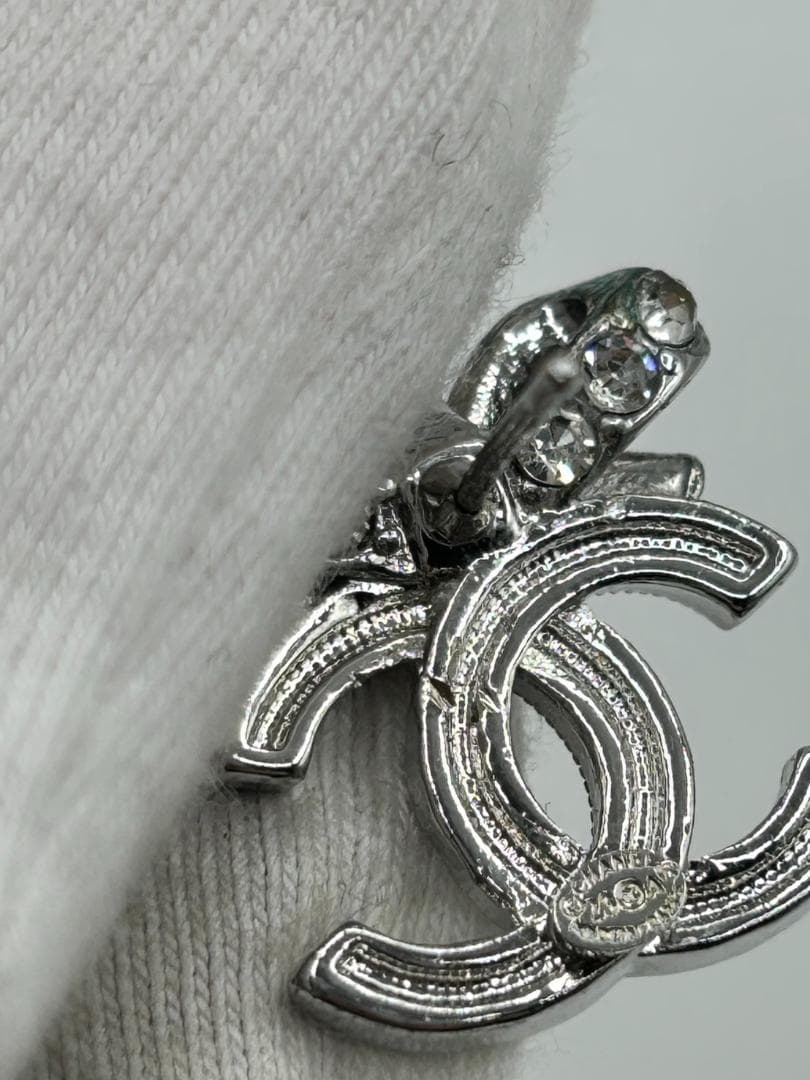 CHANEL シャネル CC ココマーク リボン ラインストーン ピアス 片耳