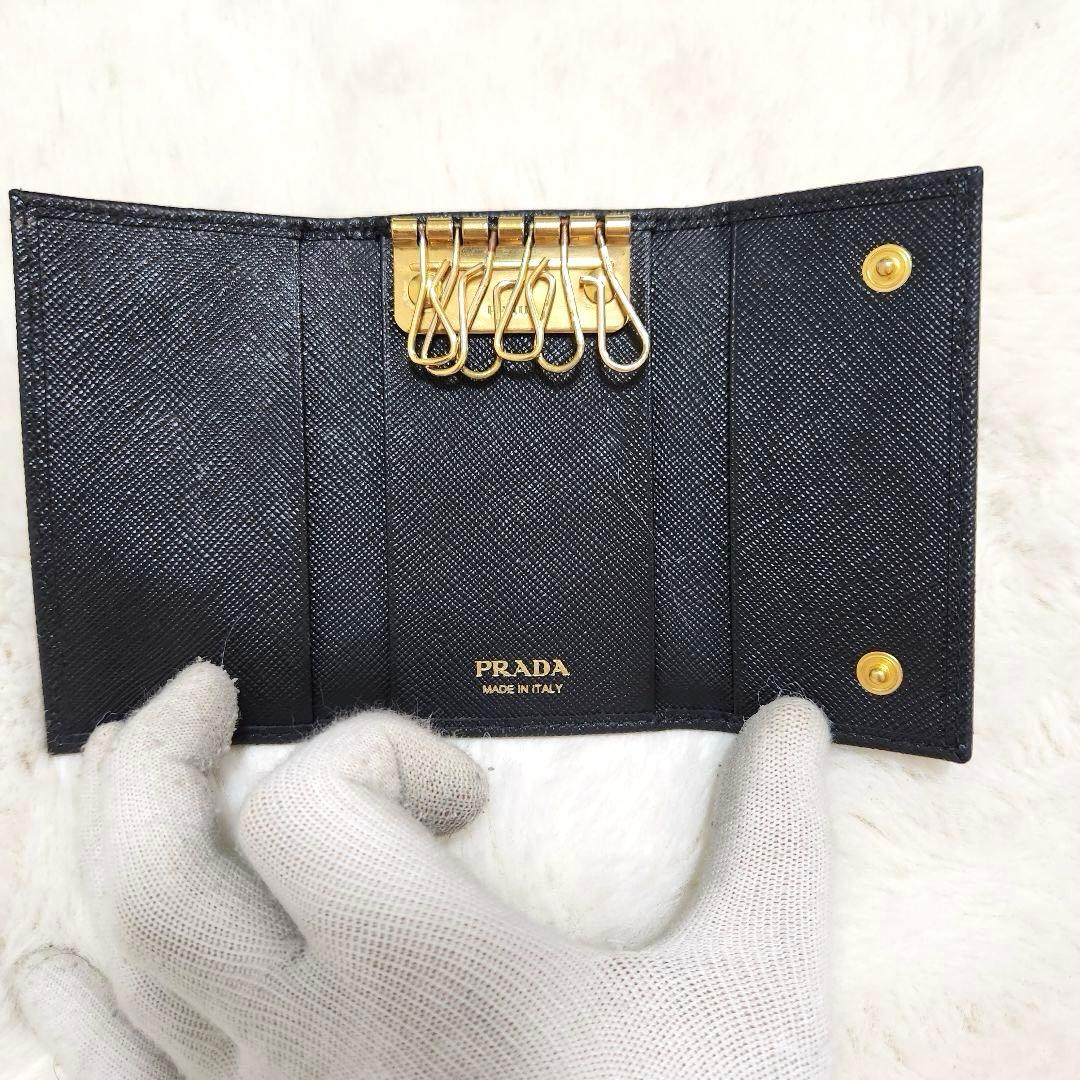 ✨極美品　付属品完備✨プラダ　キーケース　6連　サフィアーノ　三角ロゴ　ブラック