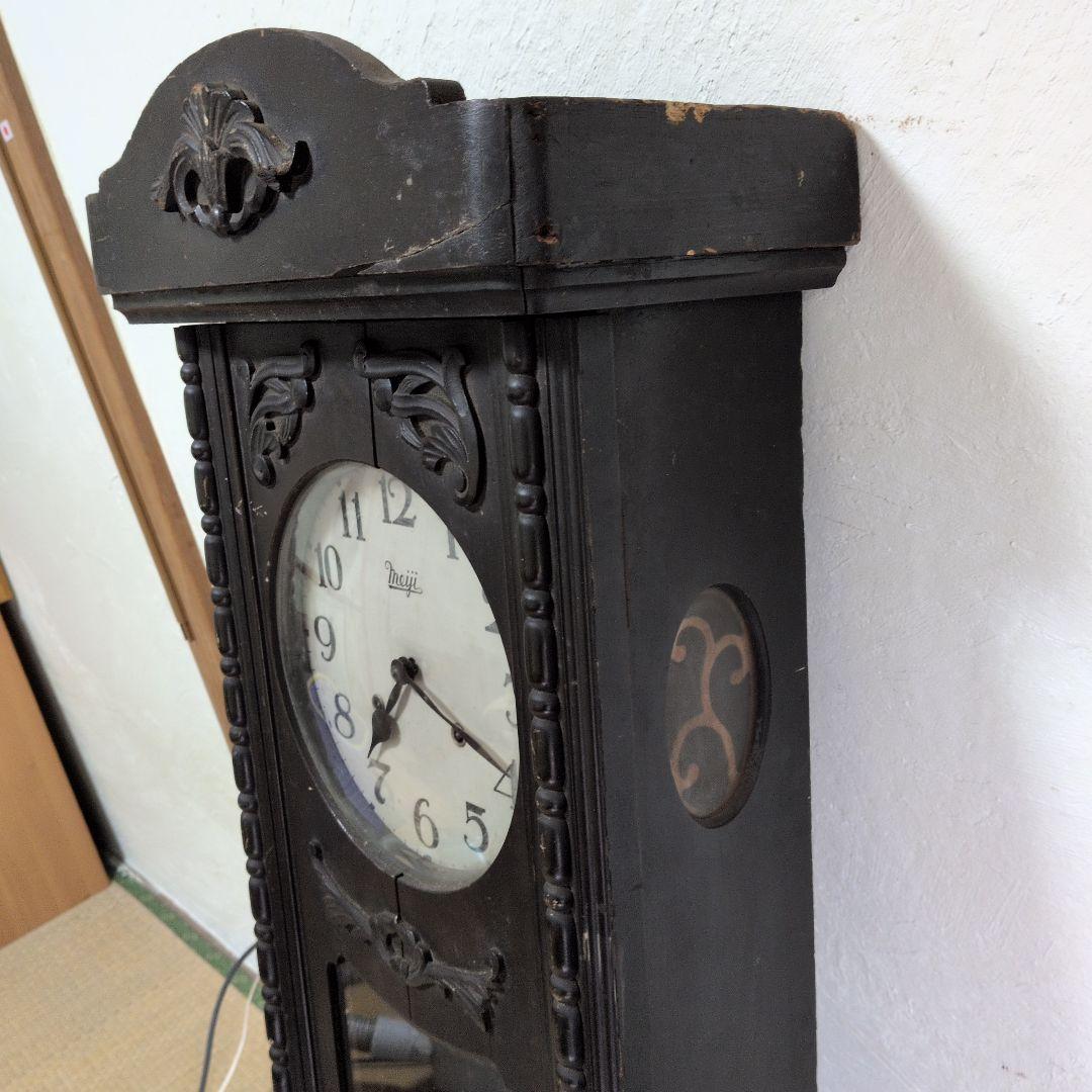 明治時計　ジャンク品　大型　振り子時計 　古時計　昭和レトロ　ゼンマイ時計