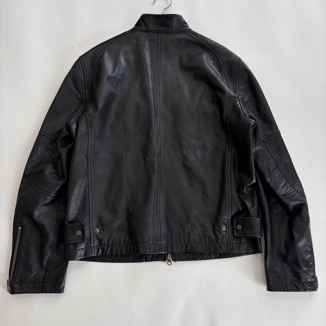 ラコステ[希少サイズ2XL 羊革 黒]ライダースジャケット レザージャケット