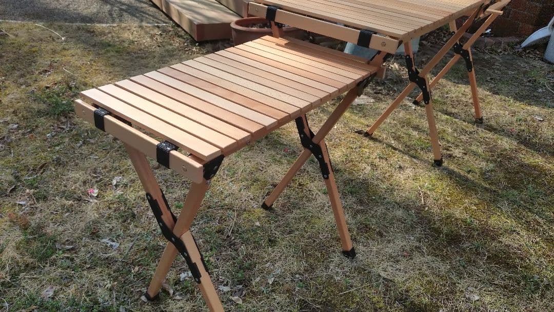 新品ツーバーナーコンロ＋キッチンテーブル　ウッドロール式