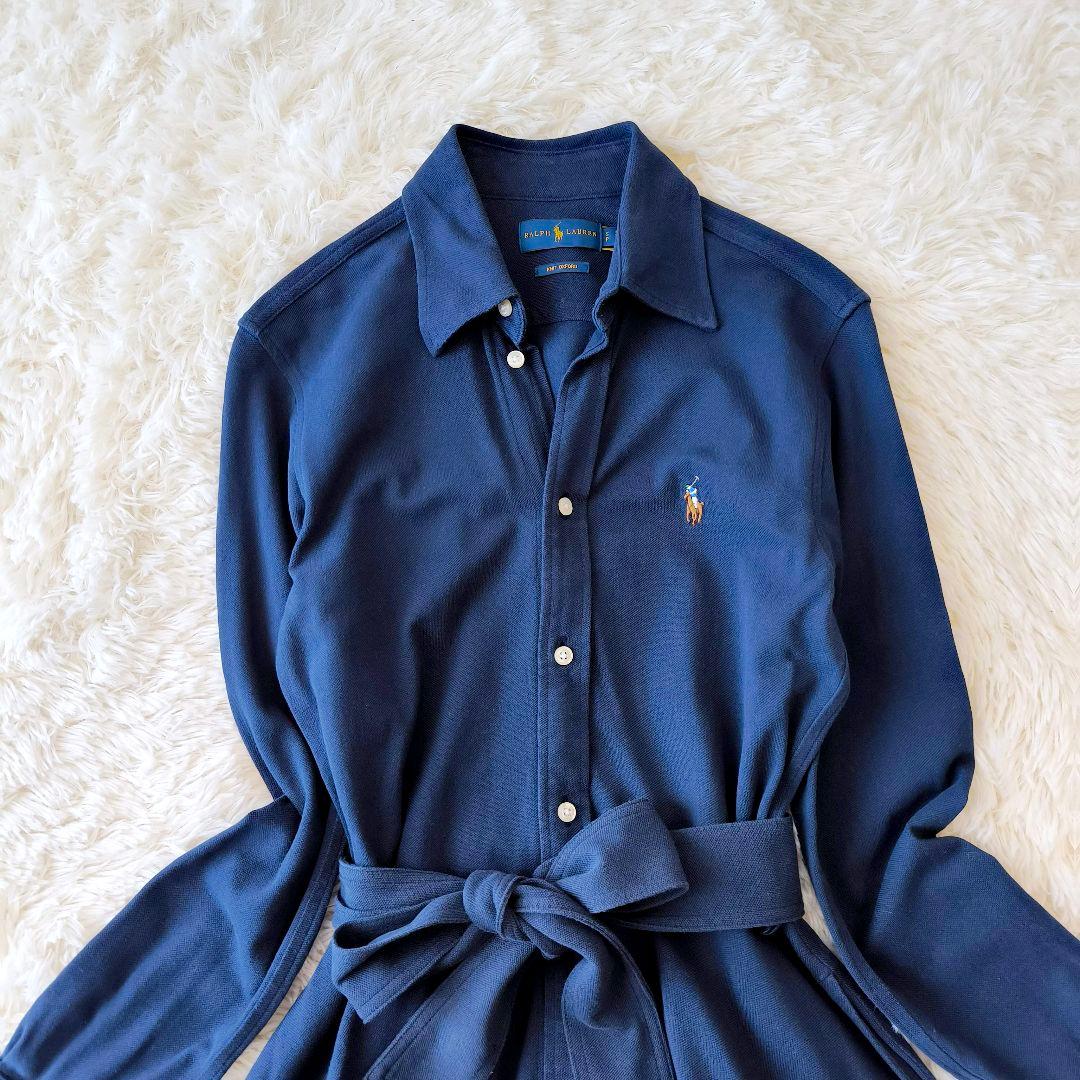 【美品】RALPH LAUREN カノコ シャツ ワンピース ウエストリボン