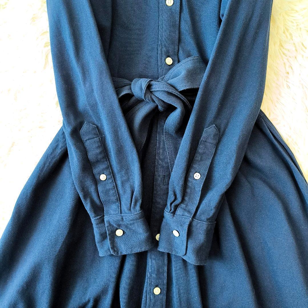 【美品】RALPH LAUREN カノコ シャツ ワンピース ウエストリボン