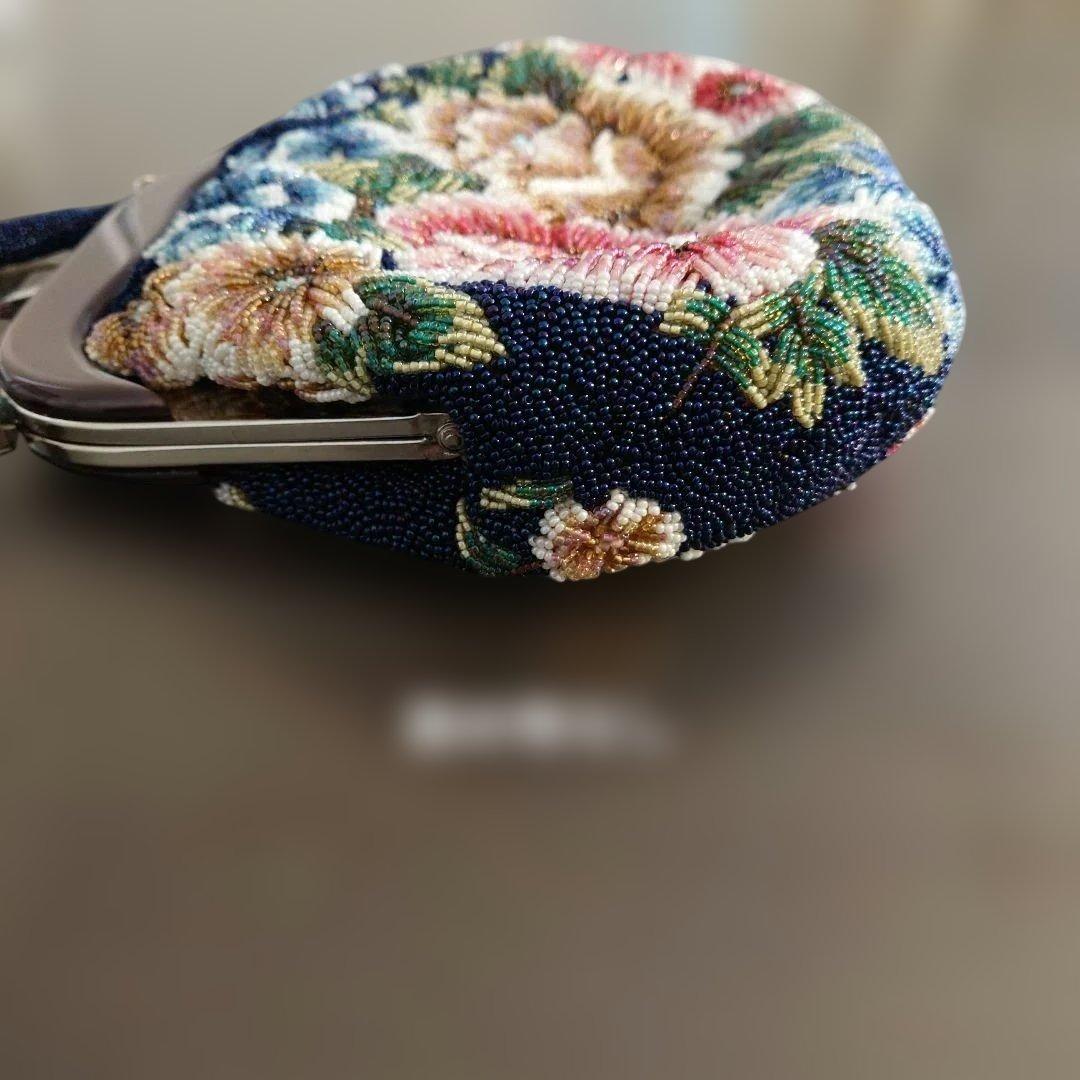 花柄手刺繍 総ビーズハンドバッグ