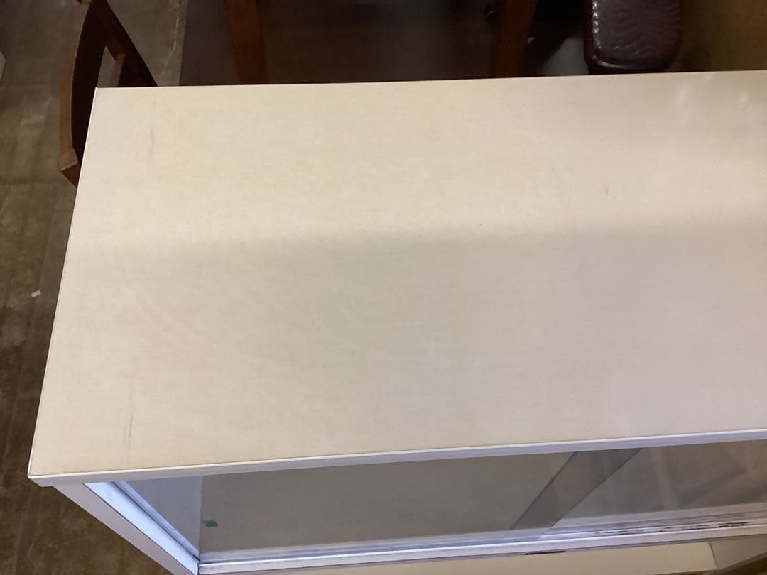 昭和レトロ 食器棚 ガラスキャビネット ガラス棚 レトロポップ オレンジ