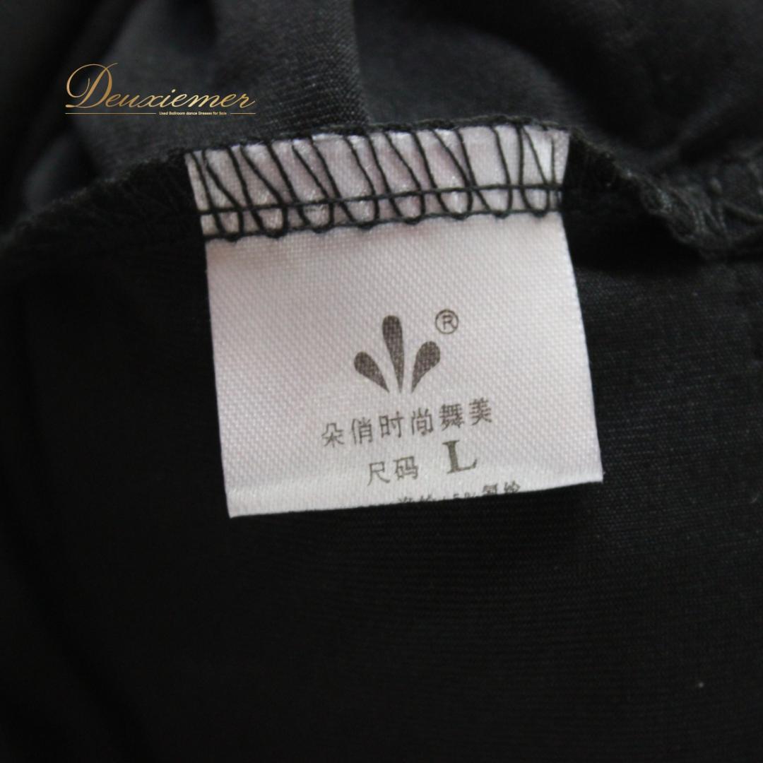 【美品 社交ダンス衣装】上下セット レッスンウェア 練習着 Lサイズ 黒 花柄