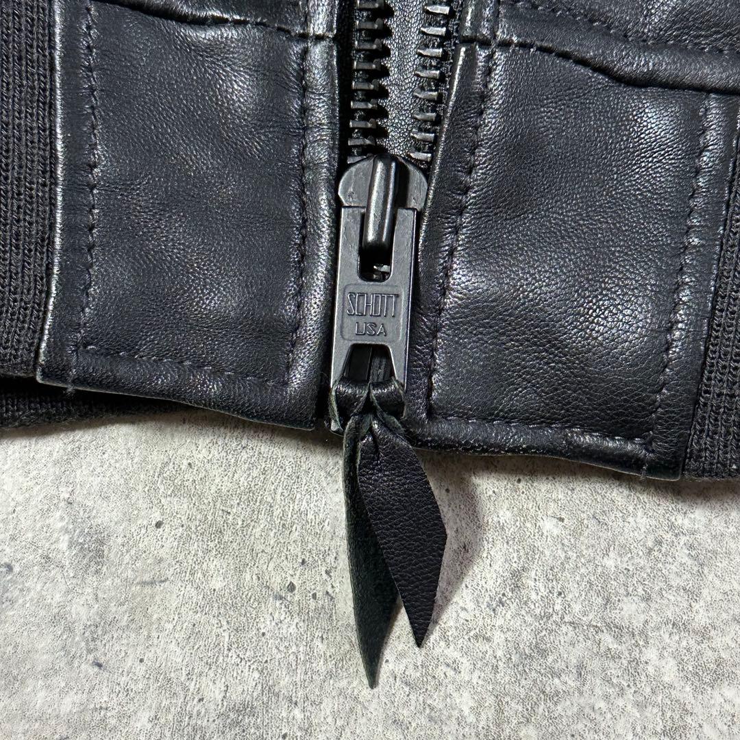 美品 Schott レザー ma1 黒 M ラムレザー 3141025