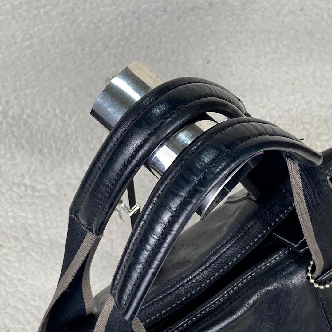 美品 コーチ 2way トートバッグ ヘリテージ レザー A4収納 ブラック 黒