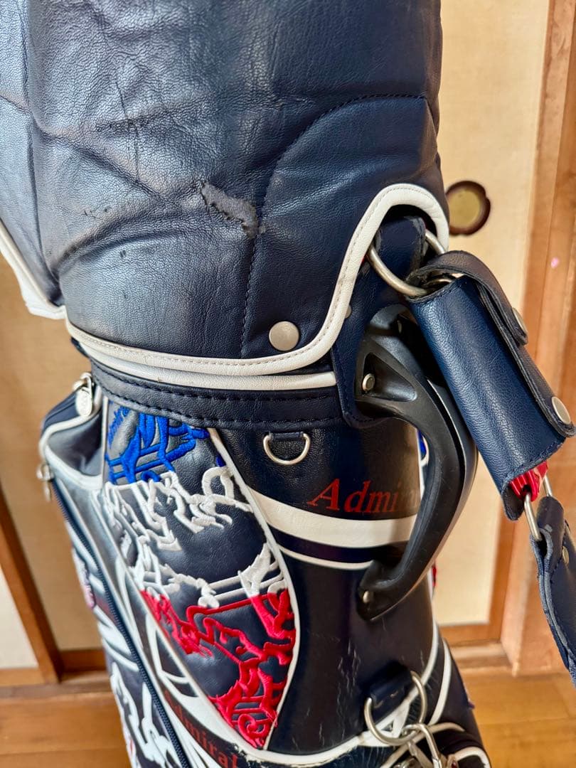 Admiral キャディバッグ ネイビー/ホワイト　ゴルフ 9.5