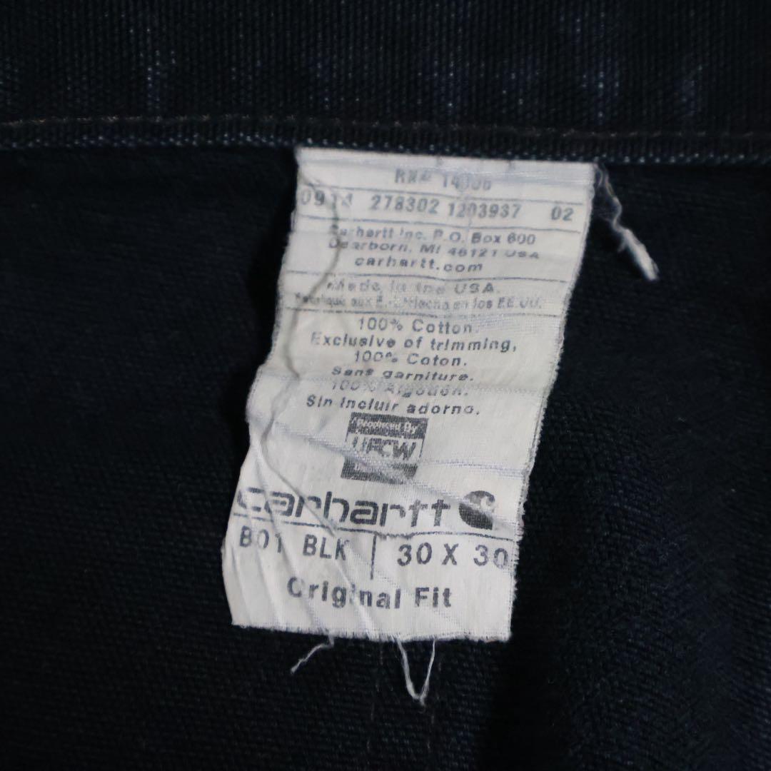 極上 USA製 雰囲気Carhartt ダブルニー ブラック W30 L30 黒