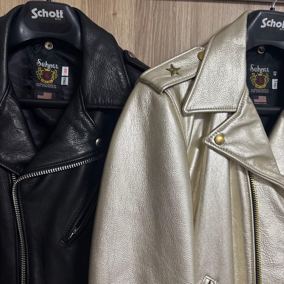 Schott ワンスターゴールドダブルライダースジャケット 40