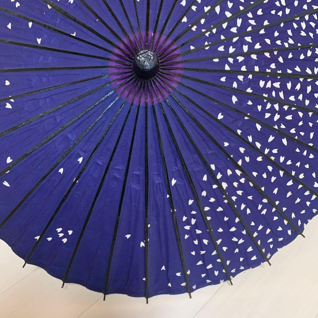 舞踊傘 濃紫　濃紺　桜吹雪　2本セット　蛇の目傘　日本舞踊　踊り　和傘　収納袋付