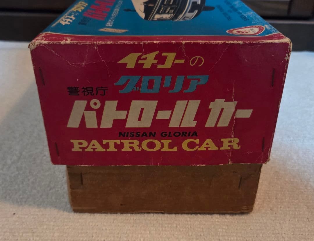 【年代物】【箱付】イチコー　グロリア　パトロールカー　ブリキ　車　ミニカー