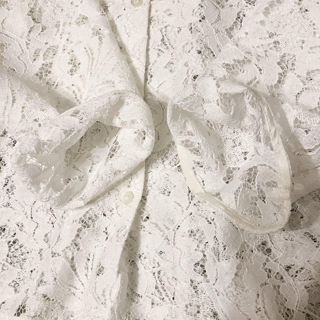 【未使用級】NOBLE 完売品✨25ssボタニカルレースオープンカラーシャツ