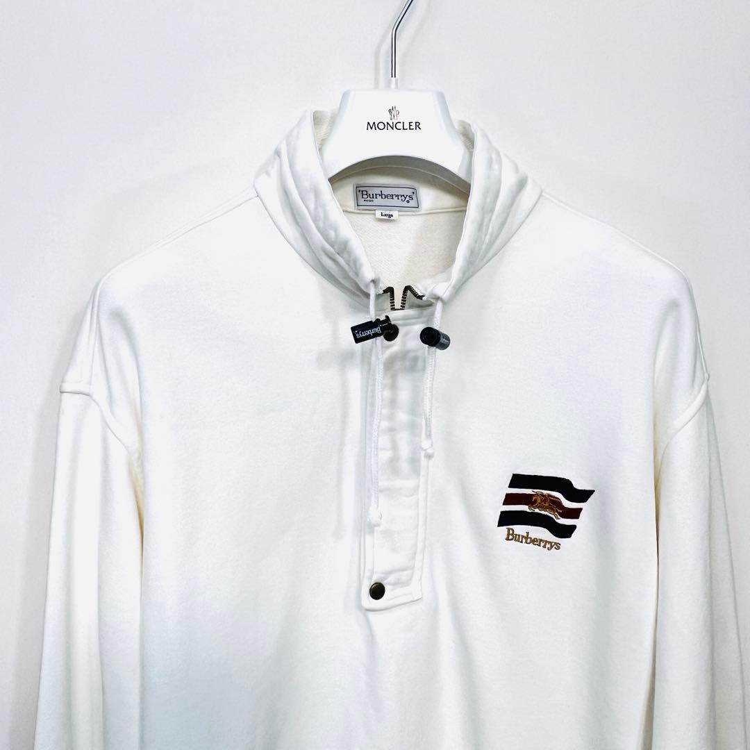 ⭐︎レア⭐︎90s Burberrys ハーフジップ スウェット L 白 三陽商会