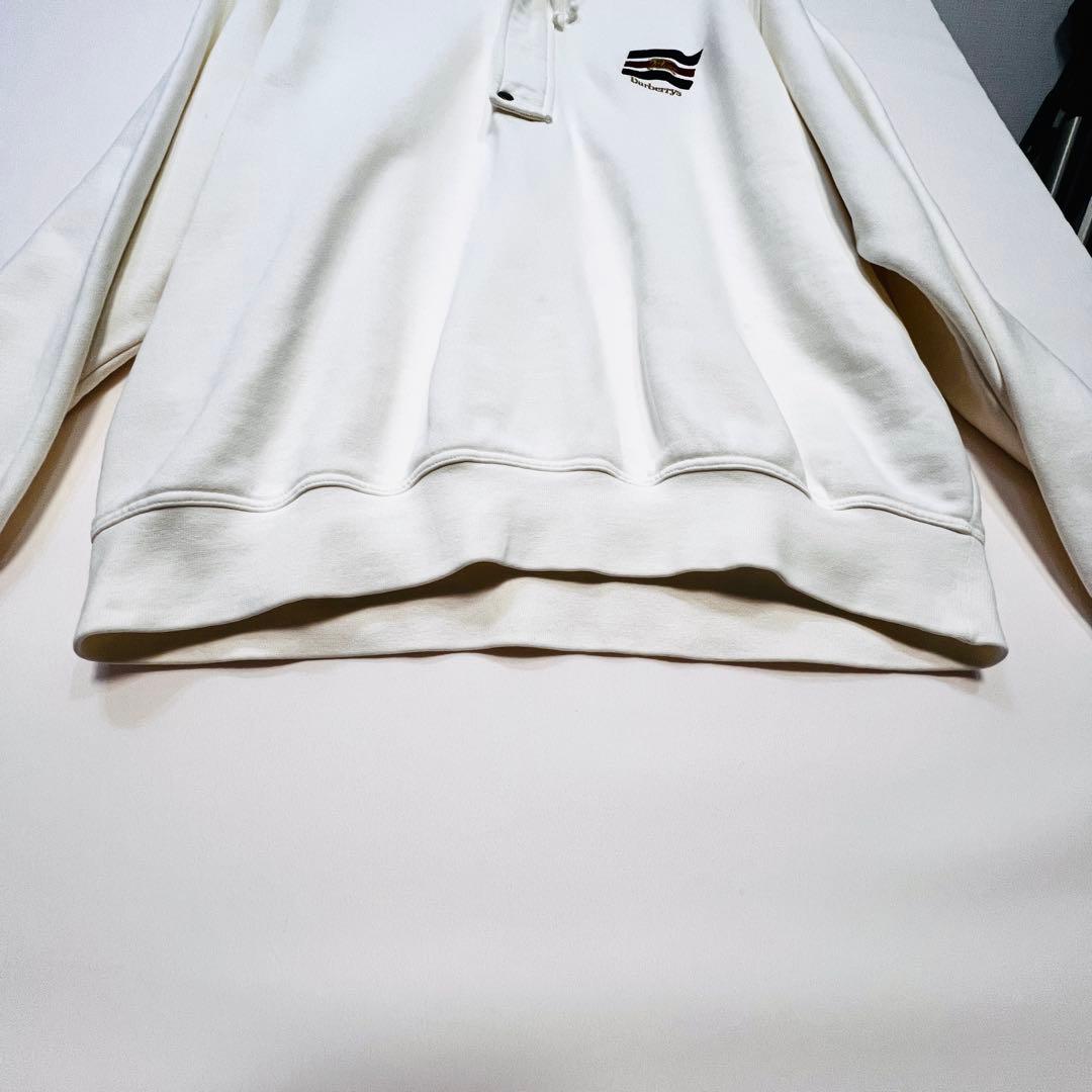 ⭐︎レア⭐︎90s Burberrys ハーフジップ スウェット L 白 三陽商会