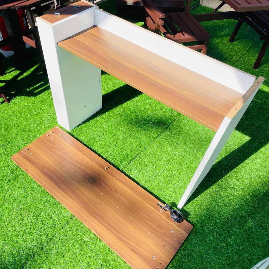 【コンセント付】デスク120cm 棚付き PC机