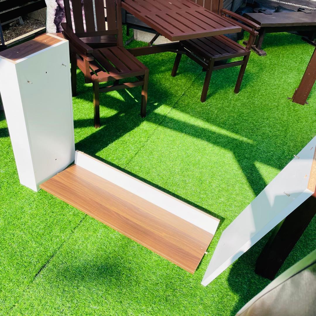 【コンセント付】デスク120cm 棚付き PC机