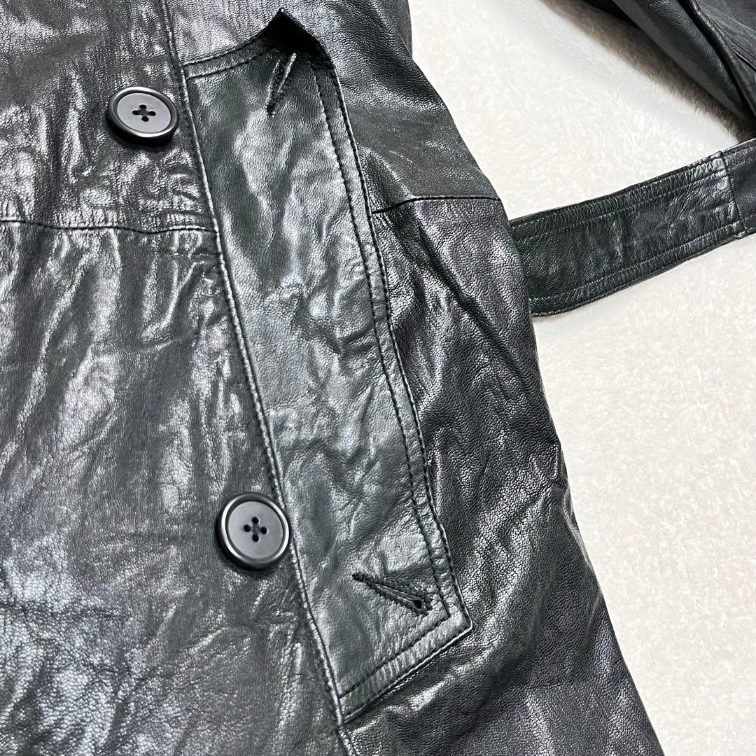 『トランスコンチネンツ』レザートレンチコート 羊革 ベルト エポレット フラップ