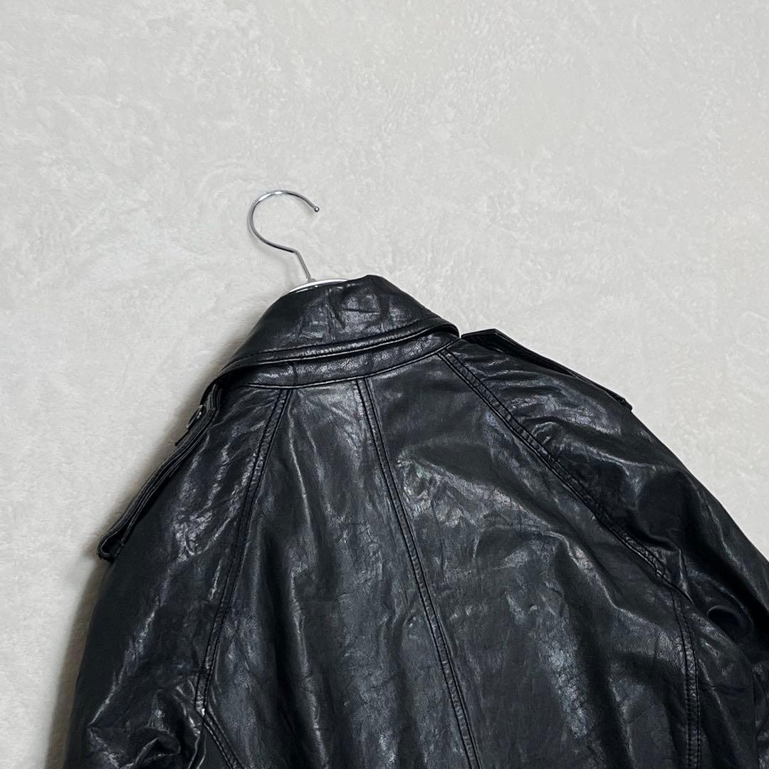 『トランスコンチネンツ』レザートレンチコート 羊革 ベルト エポレット フラップ