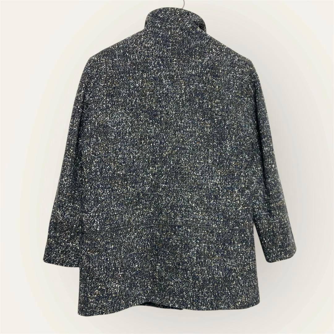 LANVIN COLLECTIONランバン ツイードステンカラーコート Lミディ