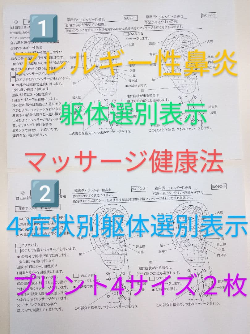 Bc:耳つぼ：耳臨床54例集+臓器/躯体ラミネート+解説冊子/プリント13set