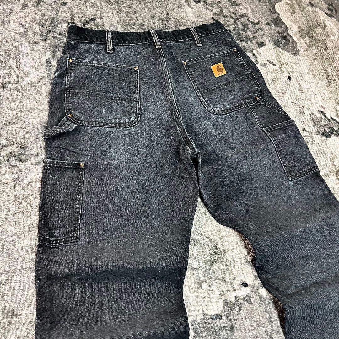 34×30 Carhartt 超レアフェードブラック 雰囲気抜群 ボロ 一点物