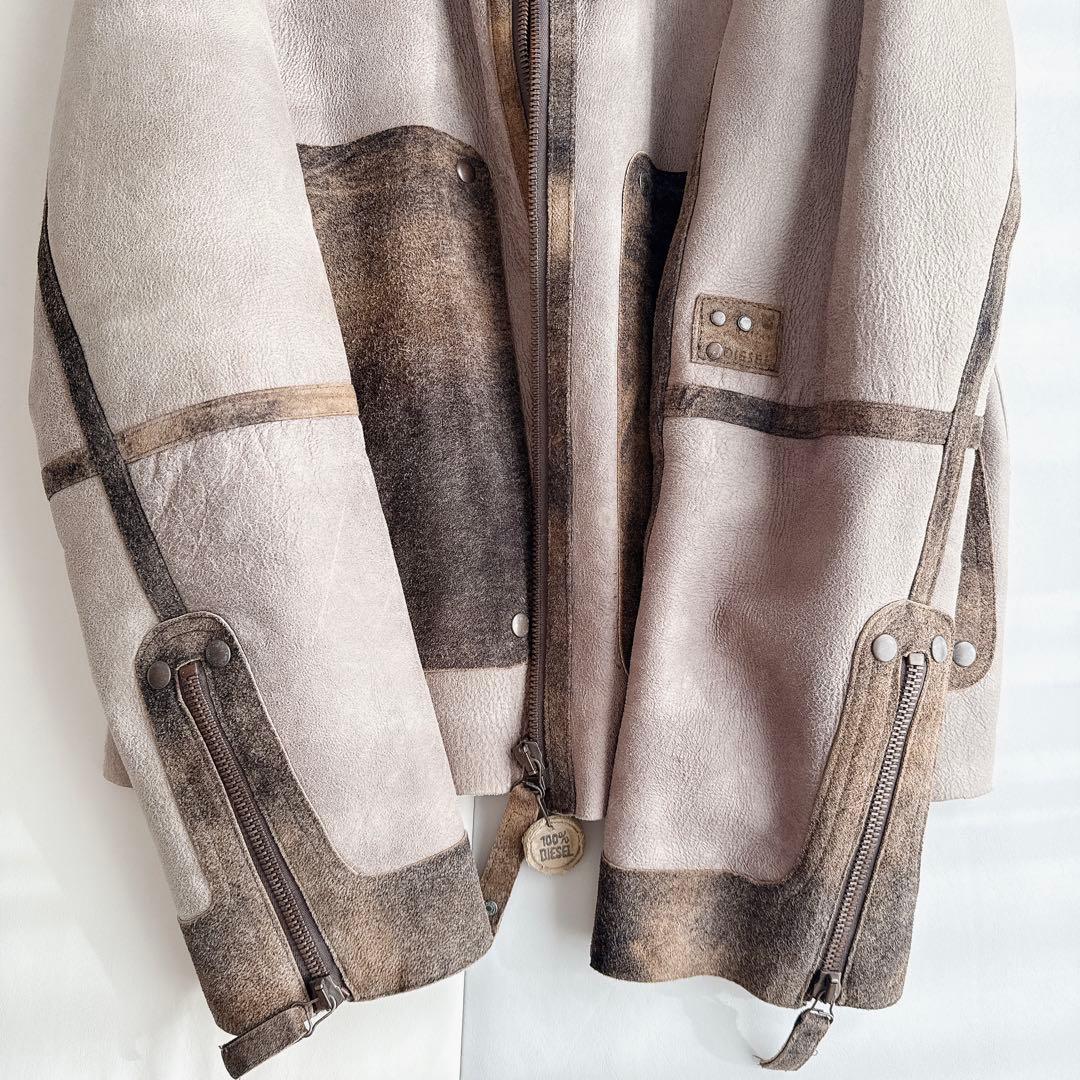 【かわいいウサギ】DIESEL レザームートンジャケット