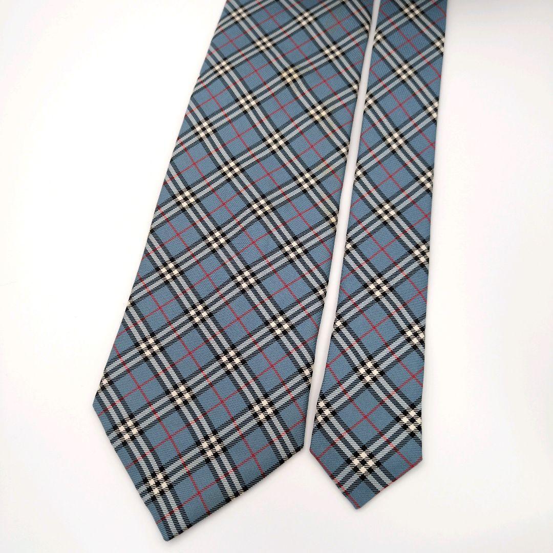 【日本製】バーバリーブラックレーベル ネクタイ ブルー系 ノバチェック 高級