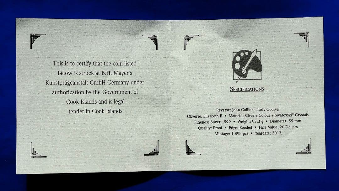 GODIVAのシンボルマーク「Lady Godiva」ジョン・コリア3oz銀貨