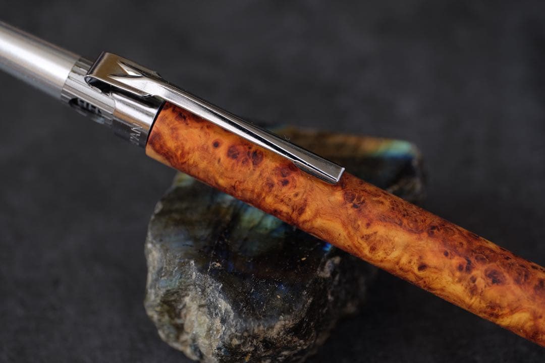 PG5木軸カスタム0253　高村杢工房 製図用シャープペンシル　花梨瘤紅白