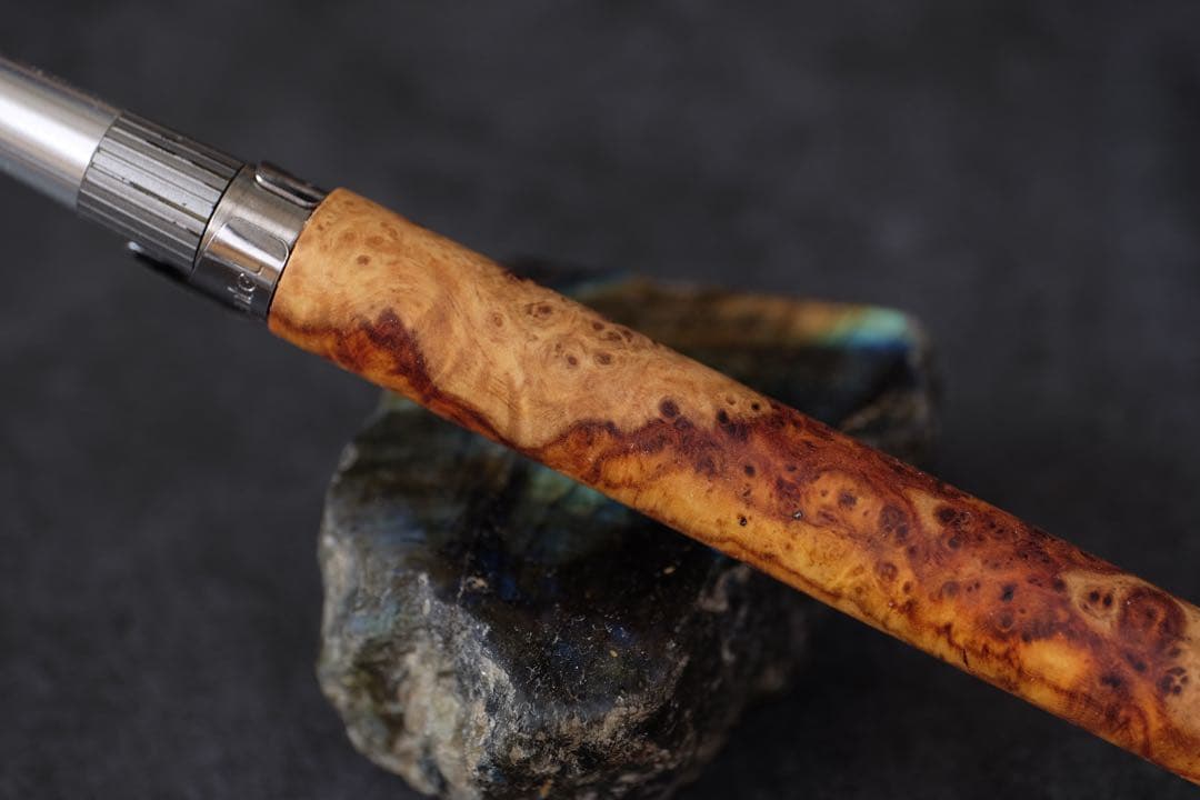 PG5木軸カスタム0253　高村杢工房 製図用シャープペンシル　花梨瘤紅白