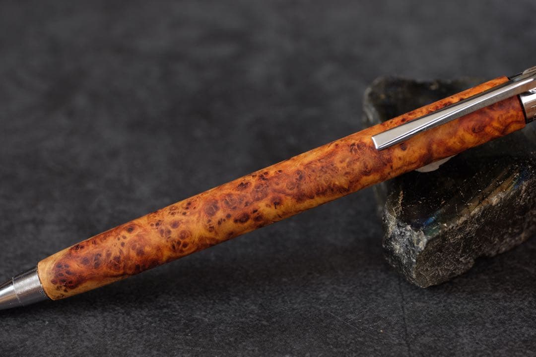 PG5木軸カスタム0253　高村杢工房 製図用シャープペンシル　花梨瘤紅白