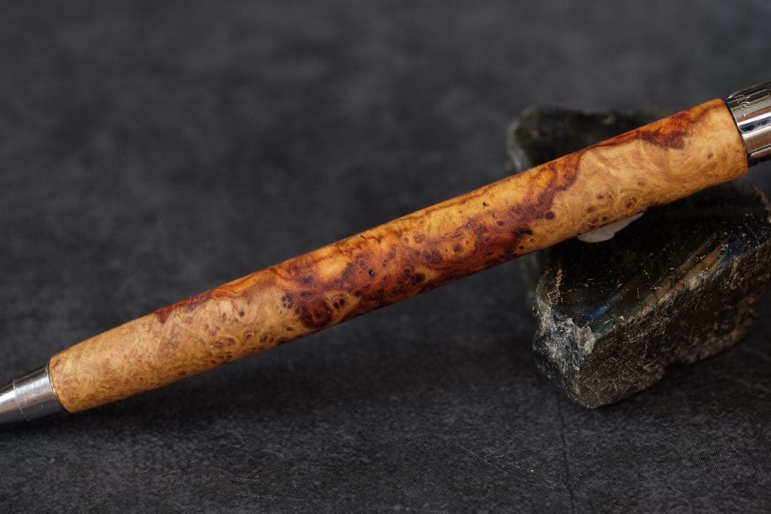 PG5木軸カスタム0253　高村杢工房 製図用シャープペンシル　花梨瘤紅白