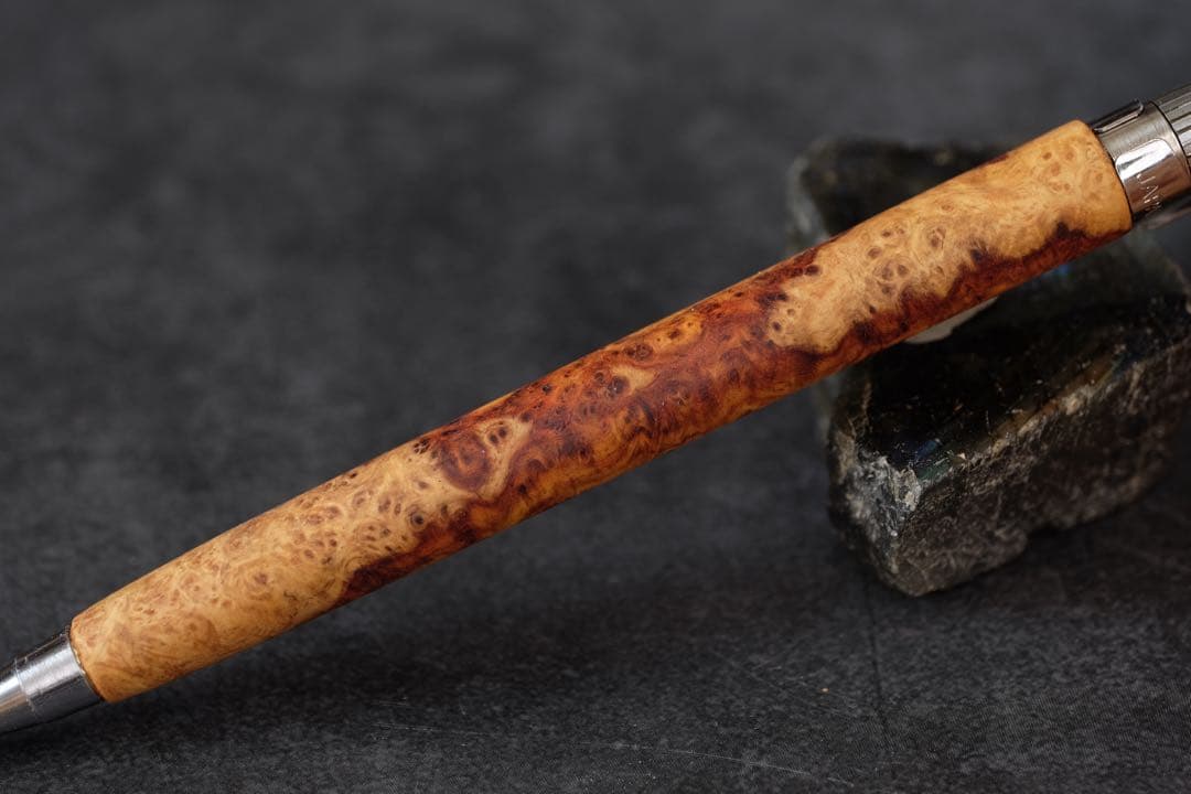 PG5木軸カスタム0253　高村杢工房 製図用シャープペンシル　花梨瘤紅白