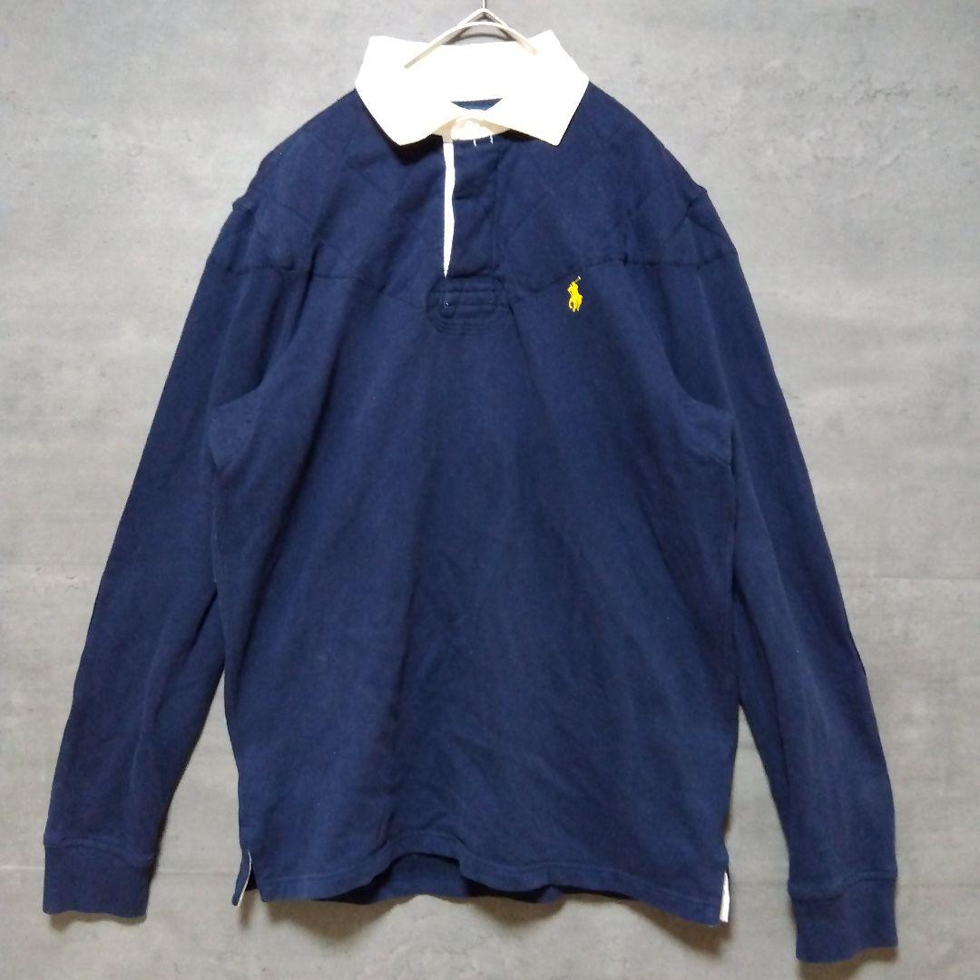 ラルフローレン ラガーシャツ 厚手 ワンポイント ポニー刺繍ロゴ 濃紺 ネイビー