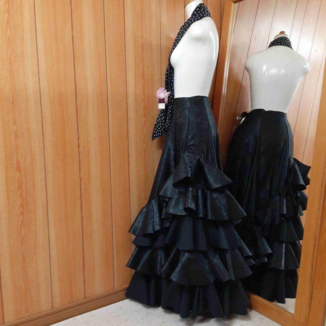 フラメンコ衣装　☆ブラックファルダ　豪華フリル♡
