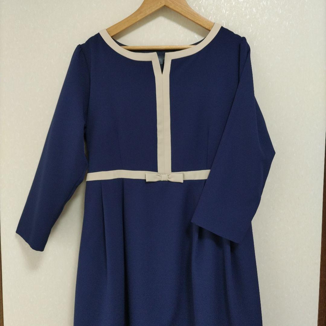 【新品】milkteaシエル・リボン＆トリミングポンチネイビーワンピースM