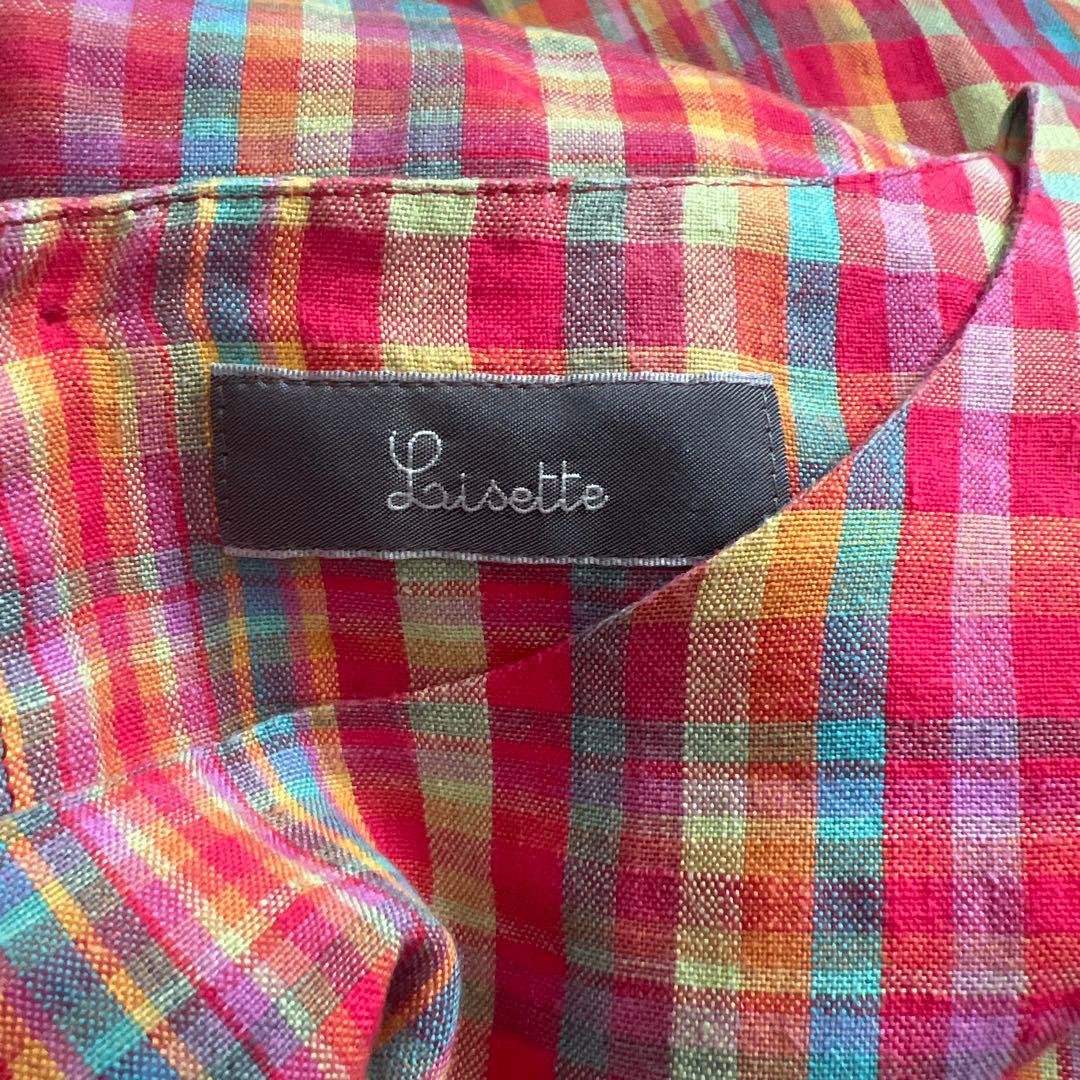 【リゼッタ】ワンピース/チェック/レッド/総柄/麻100%/リネン/ノースリーブ