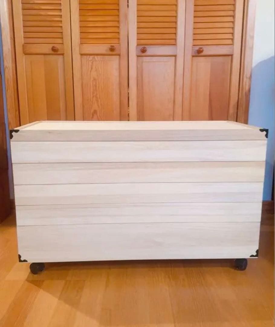 【日本製・美品】肥前桐民芸 桐衣装箱 キャスター付き衣裳ケース　5段