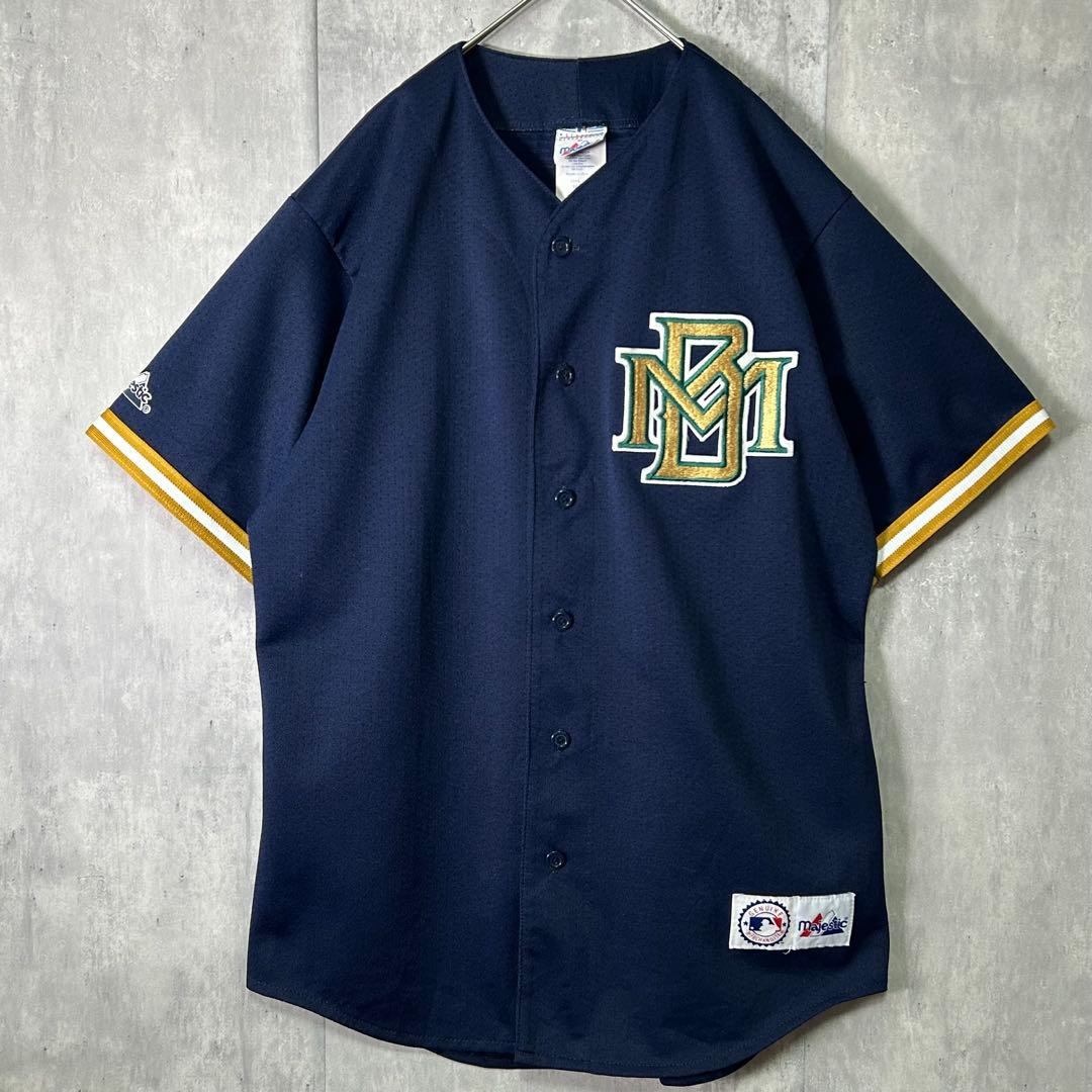 USA製 ミルウォーキー ブルワーズ ユニフォーム 刺繍ロゴ 紺