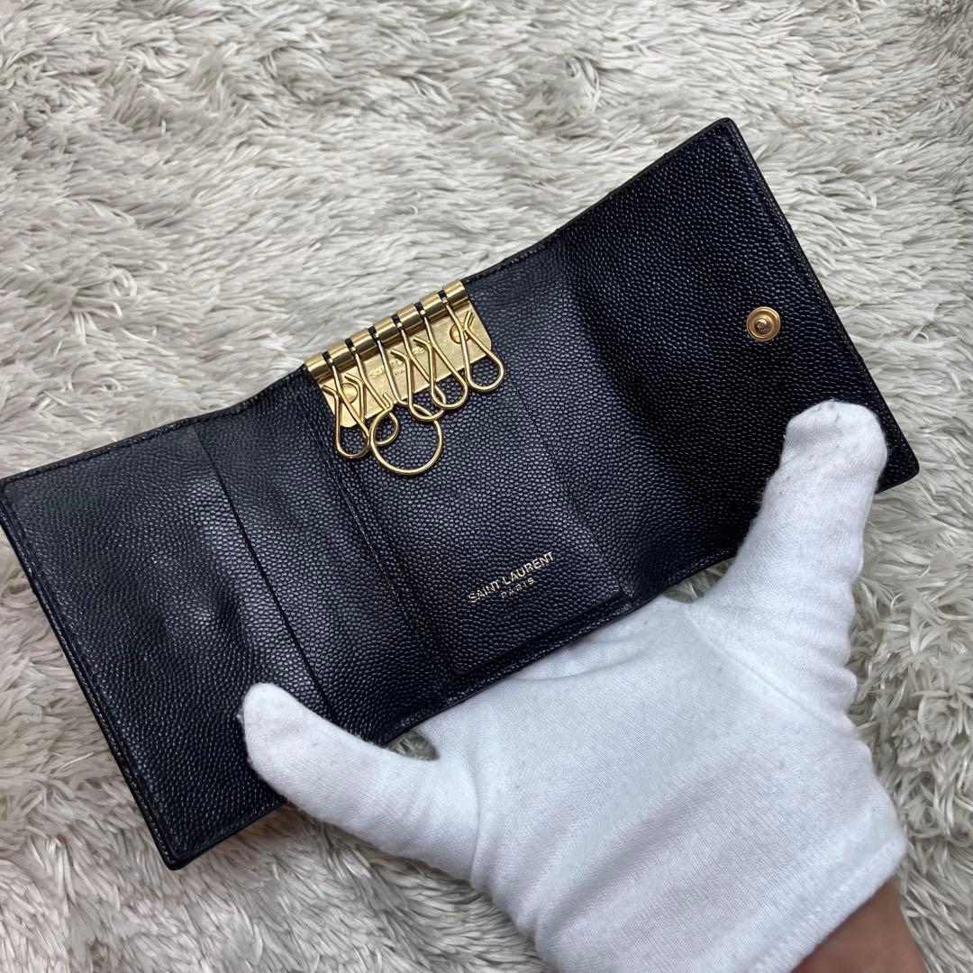 美品✨サンローラン 6連キーケース カサンドラ キャビアスキン キルティング