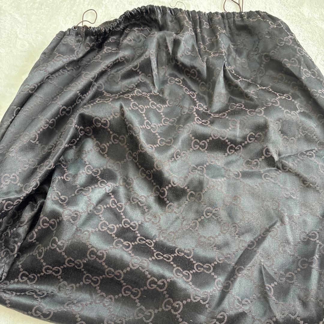 GUCCI ブラックレザーバッグ バンブーハンドル ポーチ付き