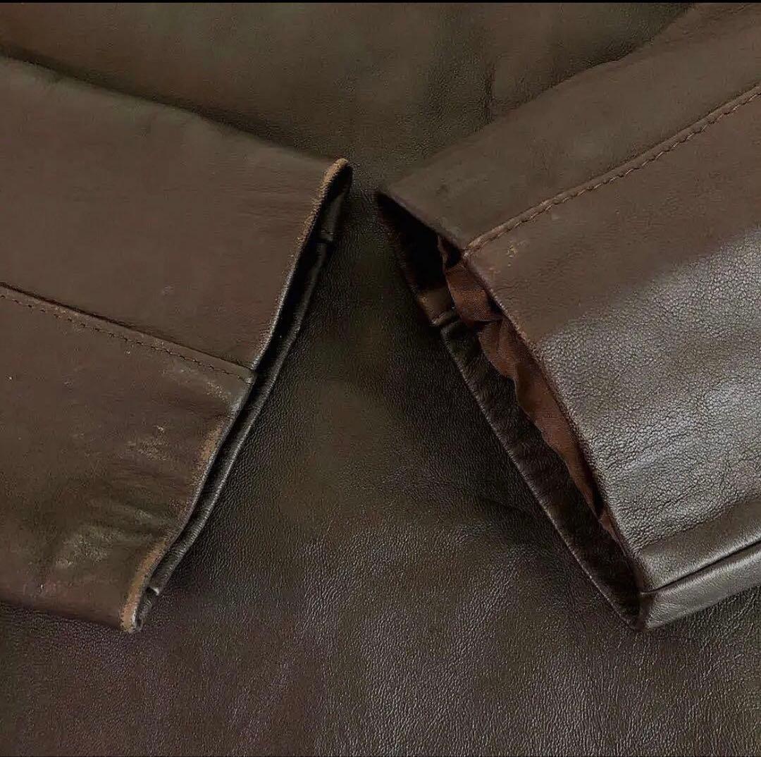 80's美品 ヴィンテージ フランス製 レザージャケット ブラウン シープスキン