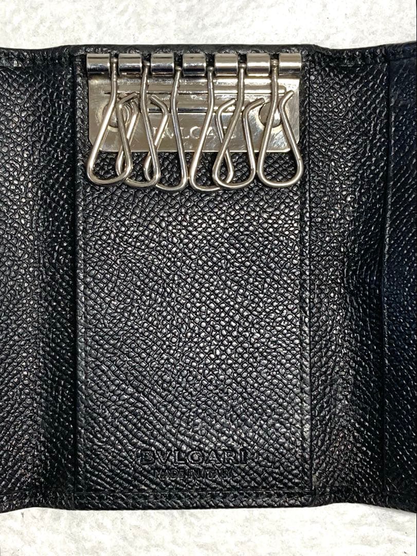 良品　BVLGARI ブルガリ　ブルガリ　レザー　6連キーケース　ブラック　黒