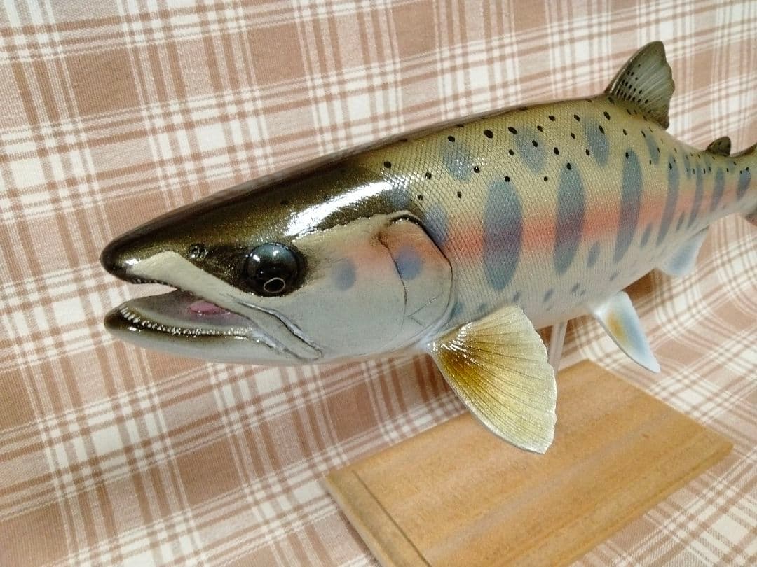 ハンドメイド　39cmヤマメ　フィギュア　レプリカ　魚釣り　フィッシュカービング