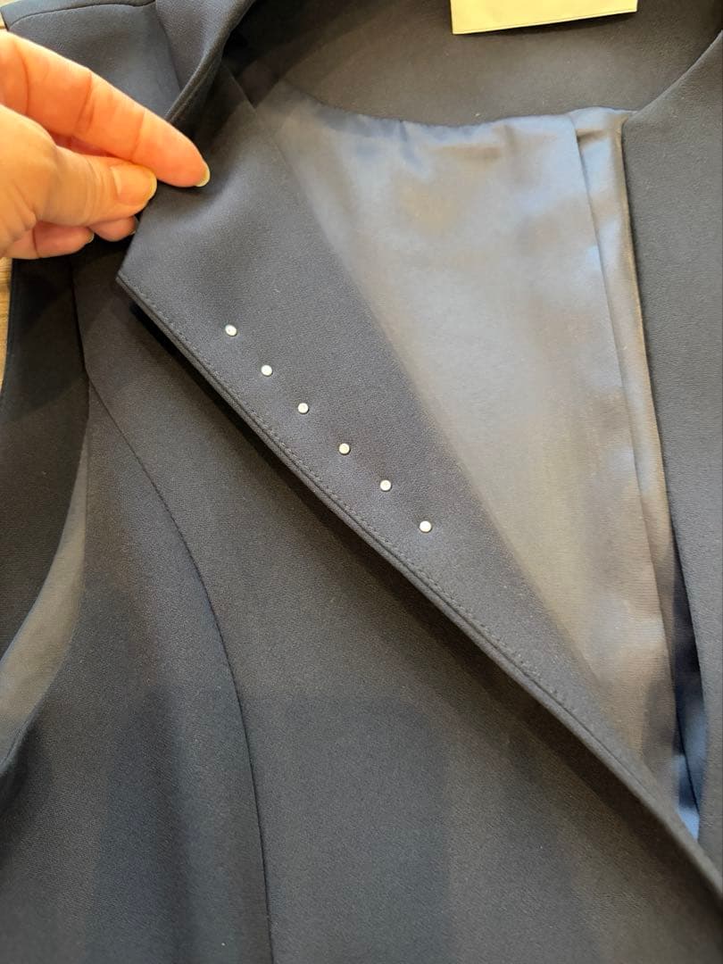 【今季】【新品未使用】洗えるCELFORD ペプラム パール ジレ ネイビー